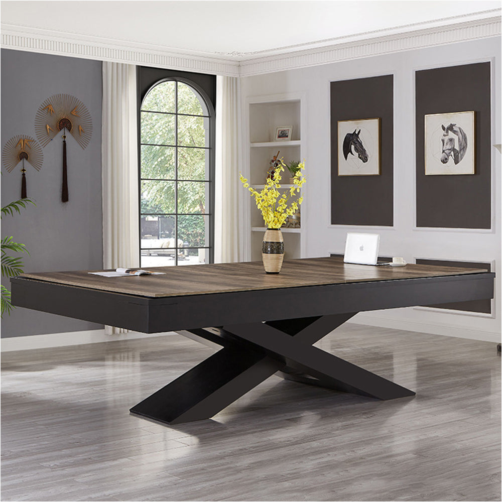 CUETIQ L011 Wood Table/ Slate Pool Desk Office Table/ 3-IN-1 7/8/9FT Solid Ping-pong Frame