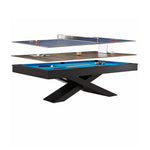 CUETIQ L011 Wood Table/ Slate Pool Desk Office Table/ 3-IN-1 7/8/9FT Solid Ping-pong Frame
