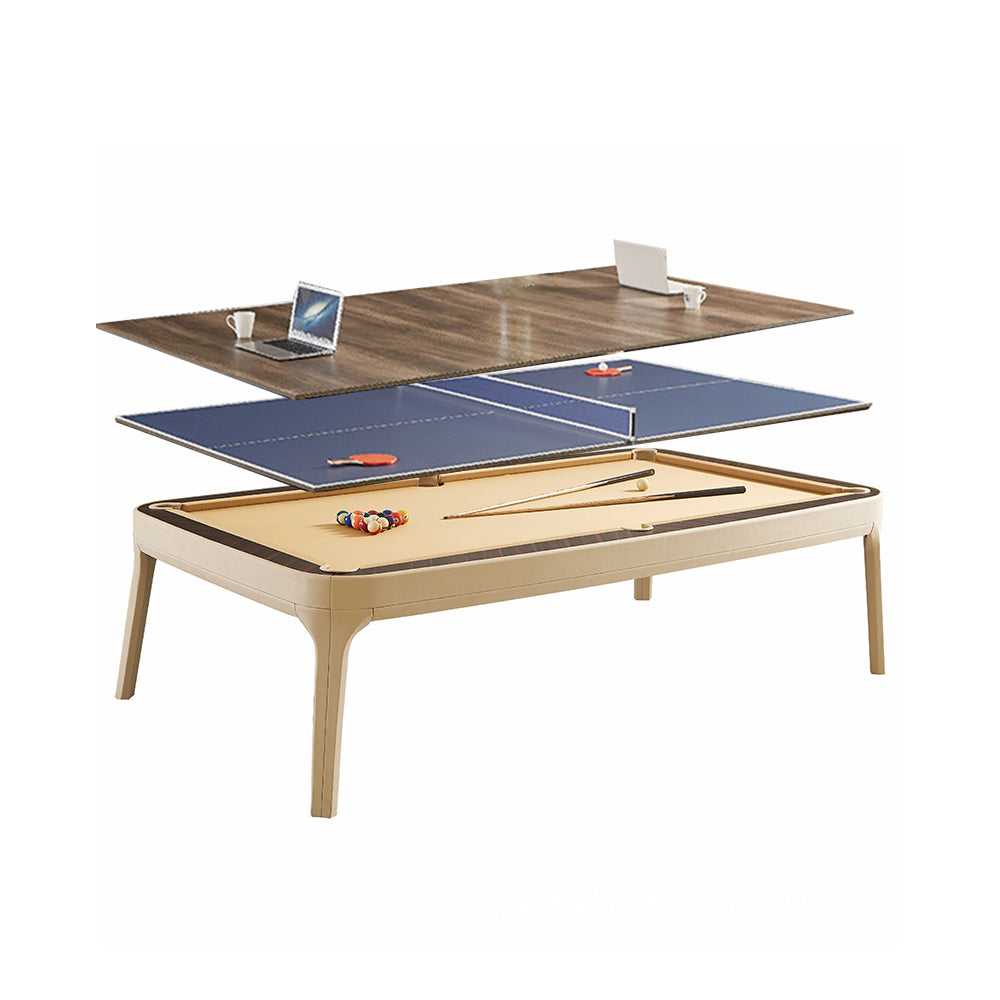 CUETIQ Premium 7/8/9FT Desk Table/ Leather Ping-pong Table/ Wood Slate 3-IN-1 Solid Genuine Office Billiard Frame