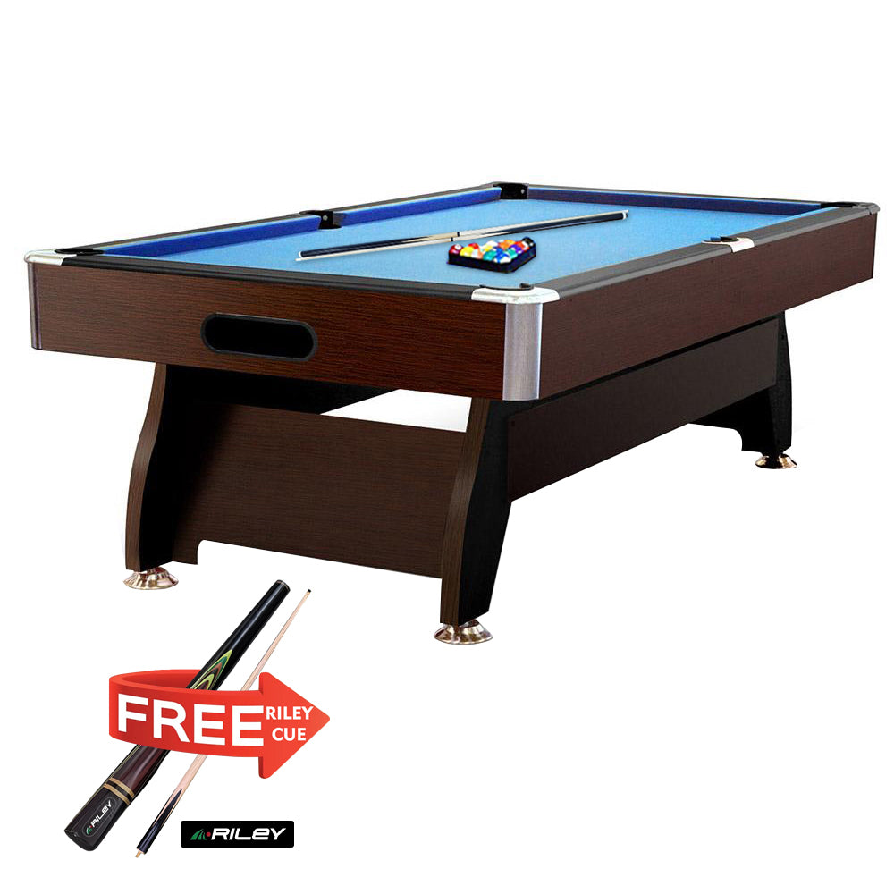 CUETIQ 8FT MDF Walnut with Snooker Frame Pool Table Accessories Billiard Pack