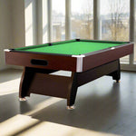 CUETIQ 7FT Accessories Pool Table Pack, MDF Walnut with Billiard Snooker Frame