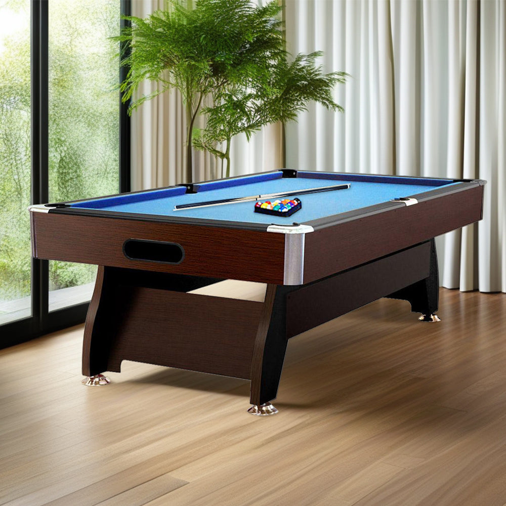 CUETIQ 8FT MDF Walnut with Snooker Frame Pool Table Accessories Billiard Pack