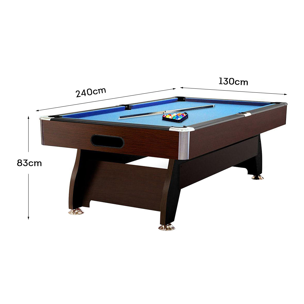 CUETIQ 8FT MDF Walnut with Snooker Frame Pool Table Accessories Billiard Pack