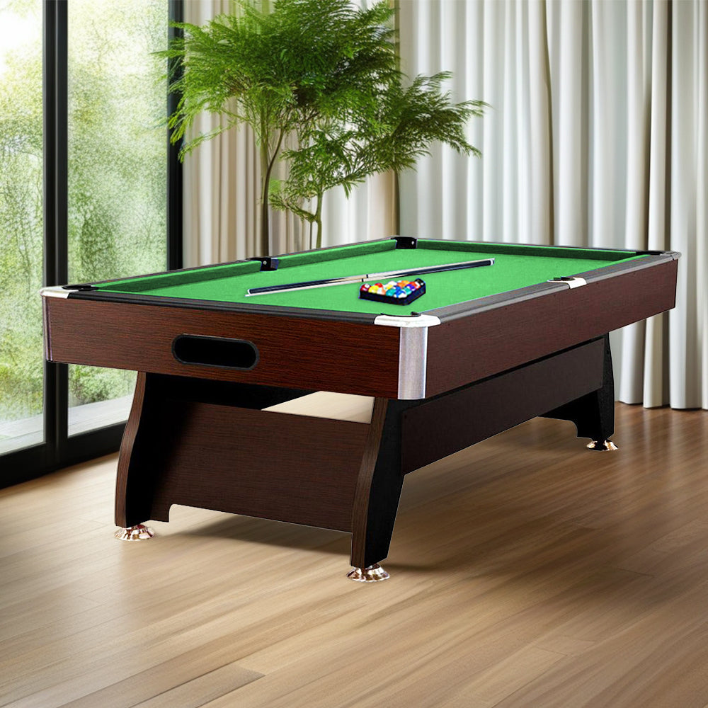 CUETIQ 8FT MDF Walnut with Snooker Frame Pool Table Accessories Billiard Pack