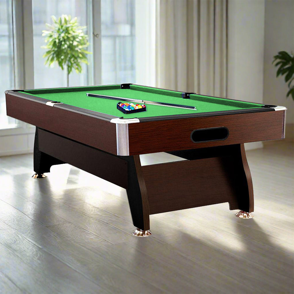 CUETIQ 8FT MDF Walnut with Snooker Frame Pool Table Accessories Billiard Pack