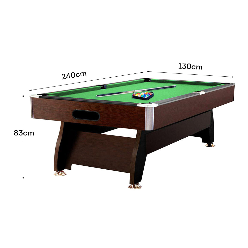 CUETIQ 8FT MDF Walnut with Snooker Frame Pool Table Accessories Billiard Pack