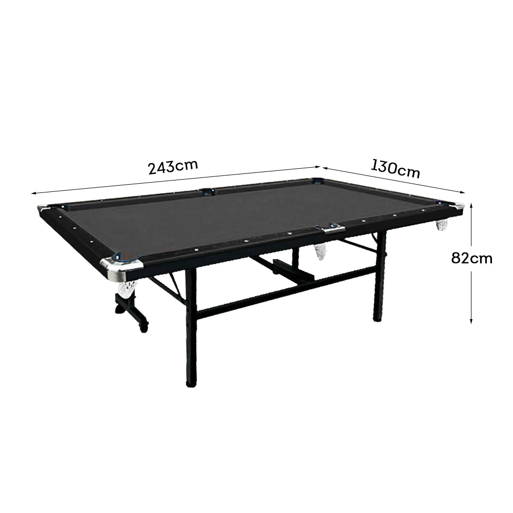 CUETIQ 8FT Pool Small Table for Accessory Billiard Free Felt Blue/Red/Green/Black Table Foldable Room