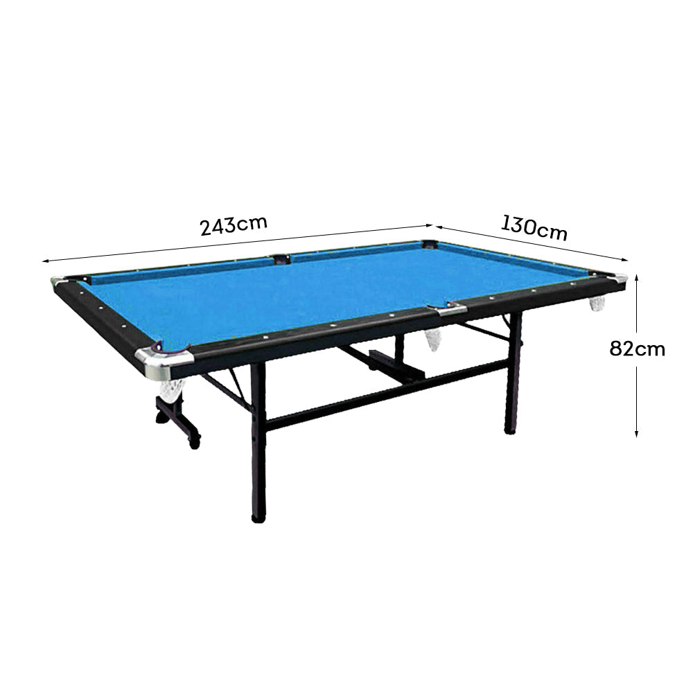 CUETIQ 8FT Pool Small Table for Accessory Billiard Free Felt Blue/Red/Green/Black Table Foldable Room
