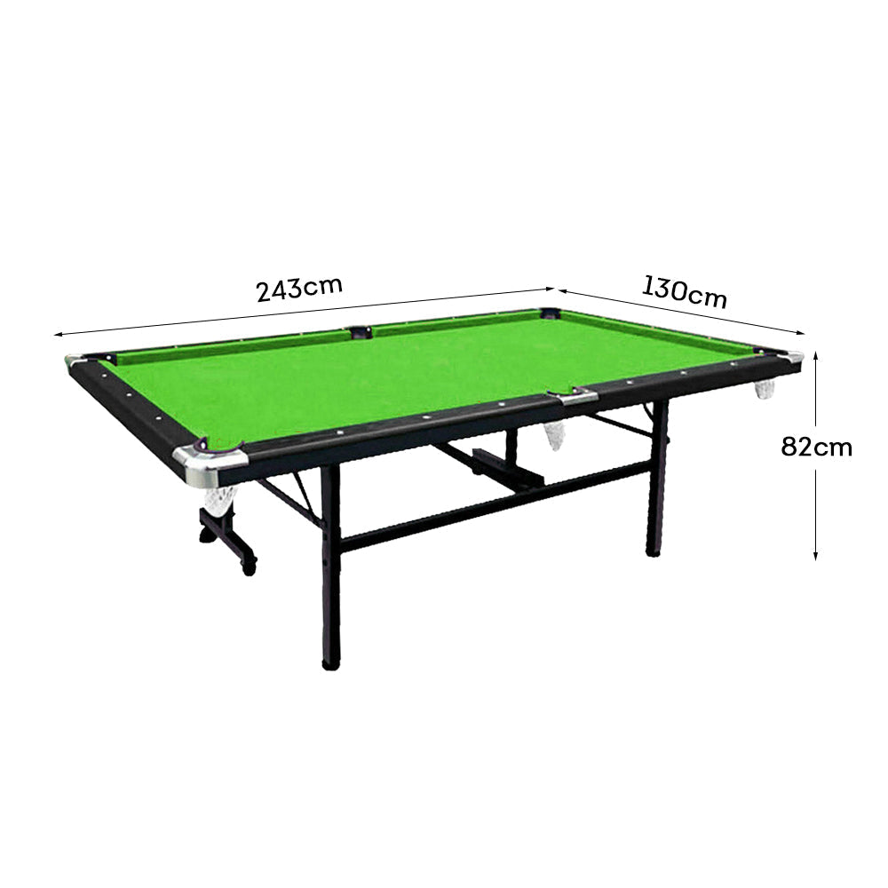 CUETIQ 8FT Pool Small Table for Accessory Billiard Free Felt Blue/Red/Green/Black Table Foldable Room