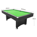 CUETIQ 7FT Frame Black Modern Design Snooker Table Pool With Free Billiard Table Accessories