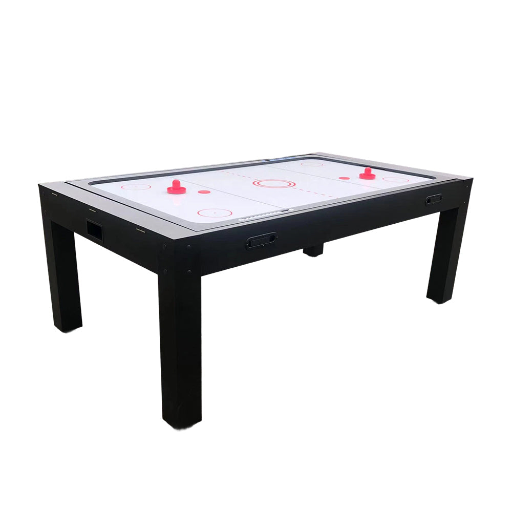 CUETIQ 7FT Accessories Table Tennis Table 4-IN-1 Table/ Air Convertible Table/ Billiards MDF Table Hockey/ - Multi-function Free Dining Black&Blue