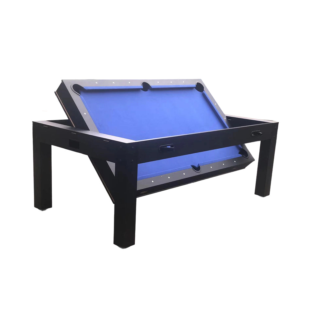 CUETIQ 7FT Accessories Table Tennis Table 4-IN-1 Table/ Air Convertible Table/ Billiards MDF Table Hockey/ - Multi-function Free Dining Black&Blue