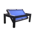 CUETIQ 7FT Accessories Table Tennis Table 4-IN-1 Table/ Air Convertible Table/ Billiards MDF Table Hockey/ - Multi-function Free Dining Black&Blue