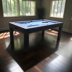 CUETIQ 7FT Accessories Table Tennis Table 4-IN-1 Table/ Air Convertible Table/ Billiards MDF Table Hockey/ - Multi-function Free Dining Black&Blue