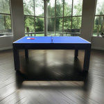 CUETIQ 7FT Accessories Table Tennis Table 4-IN-1 Table/ Air Convertible Table/ Billiards MDF Table Hockey/ - Multi-function Free Dining Black&Blue