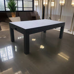 CUETIQ 7FT Accessories Table Tennis Table 4-IN-1 Table/ Air Convertible Table/ Billiards MDF Table Hockey/ - Multi-function Free Dining Black&Blue