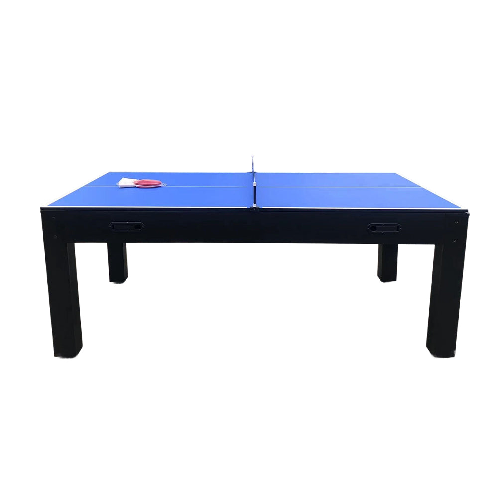 CUETIQ 7FT Accessories Table Tennis Table 4-IN-1 Table/ Air Convertible Table/ Billiards MDF Table Hockey/ - Multi-function Free Dining Black&Blue