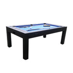 CUETIQ 7FT Accessories Table Tennis Table 4-IN-1 Table/ Air Convertible Table/ Billiards MDF Table Hockey/ - Multi-function Free Dining Black&Blue