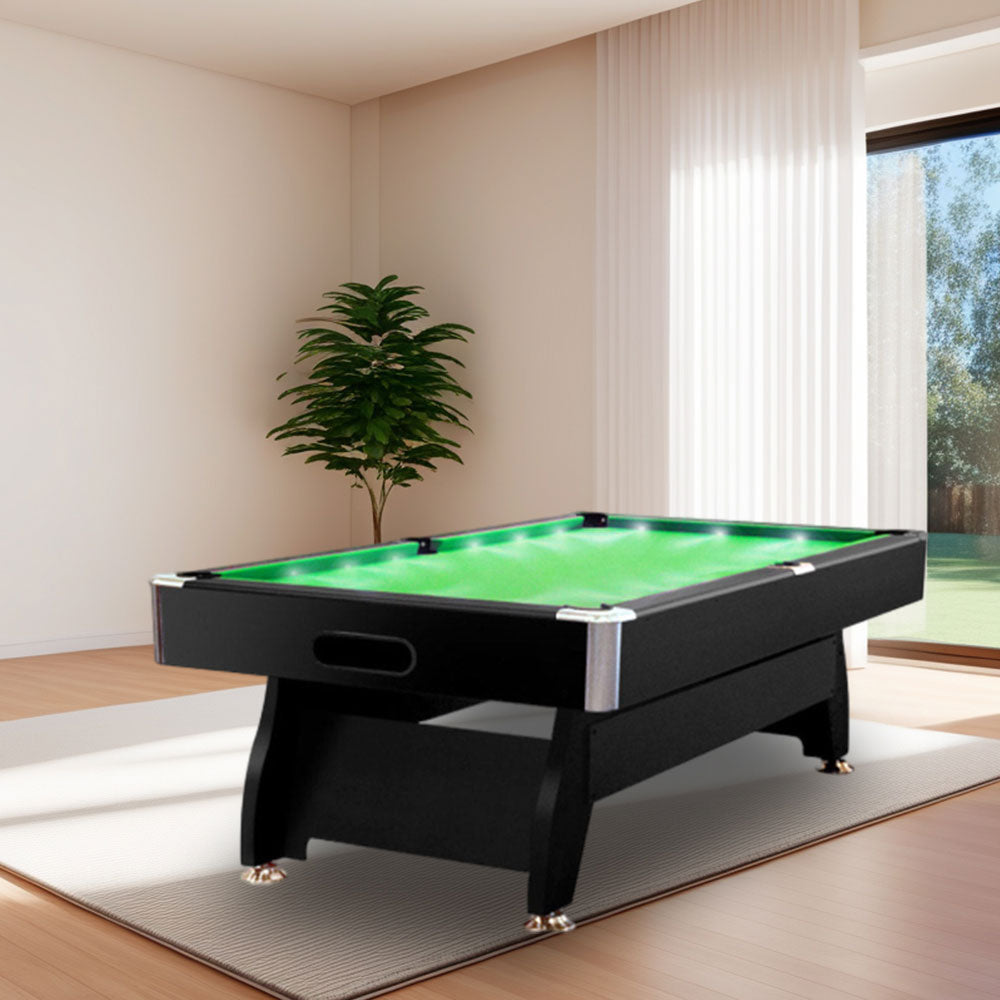 CUETIQ 8FT Free LED Billiard Table Pool with Snooker Accessories