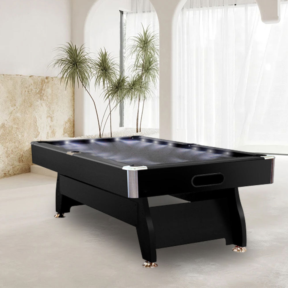 CUETIQ 8FT Free LED Billiard Table Pool with Snooker Accessories