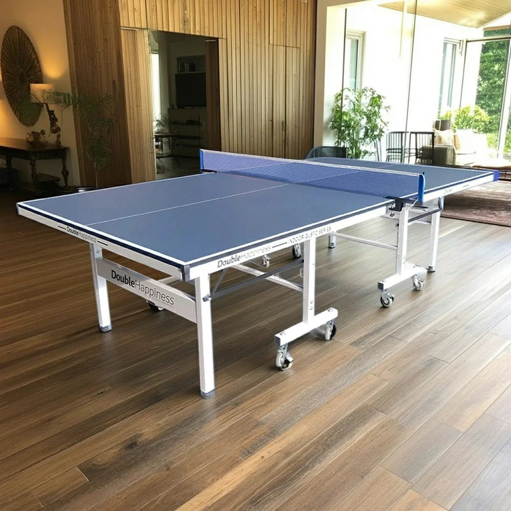 DOUBLE HAPPINESS Table Black&Blue Solo Premium Play Tennis Pingpong Bats Balls 16mm Table Foldable Indoor - Net