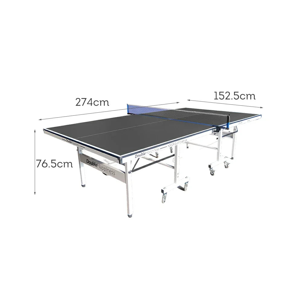 DOUBLE HAPPINESS Table Black&Blue Solo Premium Play Tennis Pingpong Bats Balls 16mm Table Foldable Indoor - Net