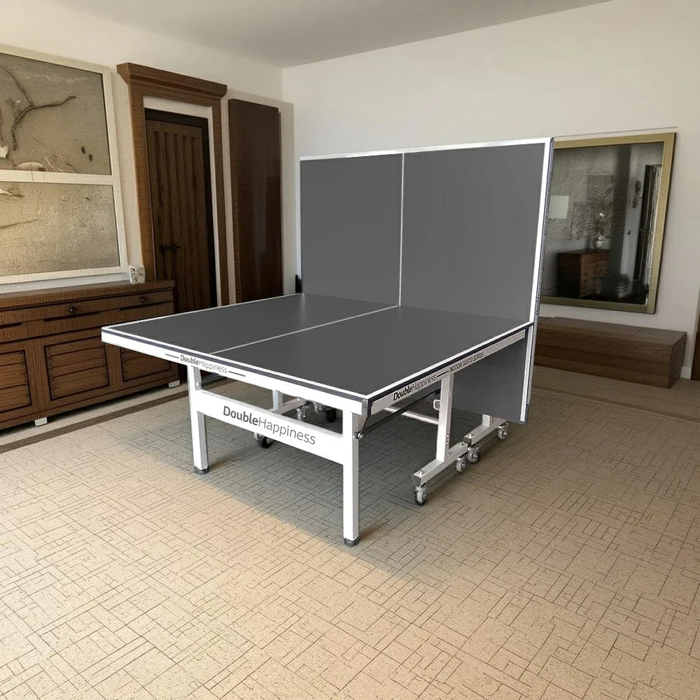 DOUBLE HAPPINESS Table Pingpong - Premium 19mm Table Solo Foldable Indoor Tennis Bats Black&Blue&Red Play Balls Net