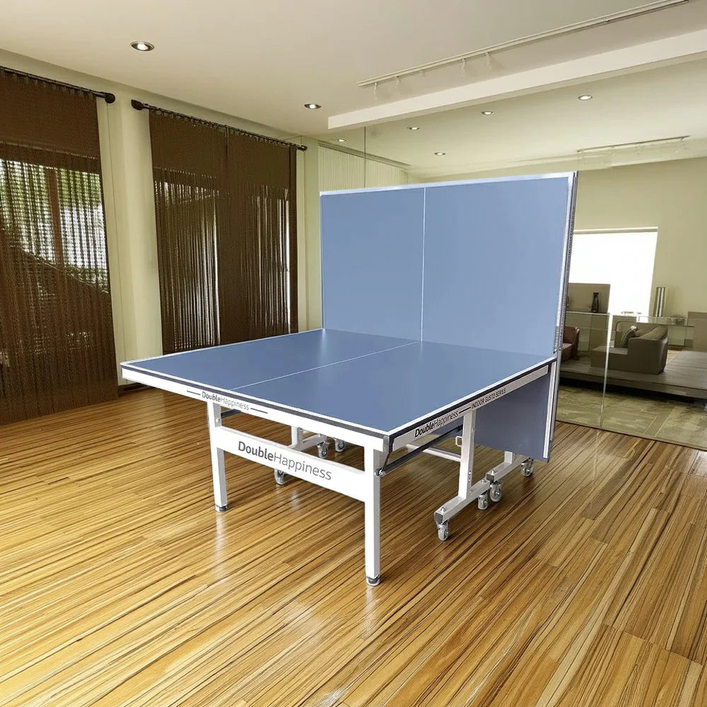 DOUBLE HAPPINESS Table Pingpong - Premium 19mm Table Solo Foldable Indoor Tennis Bats Black&Blue&Red Play Balls Net