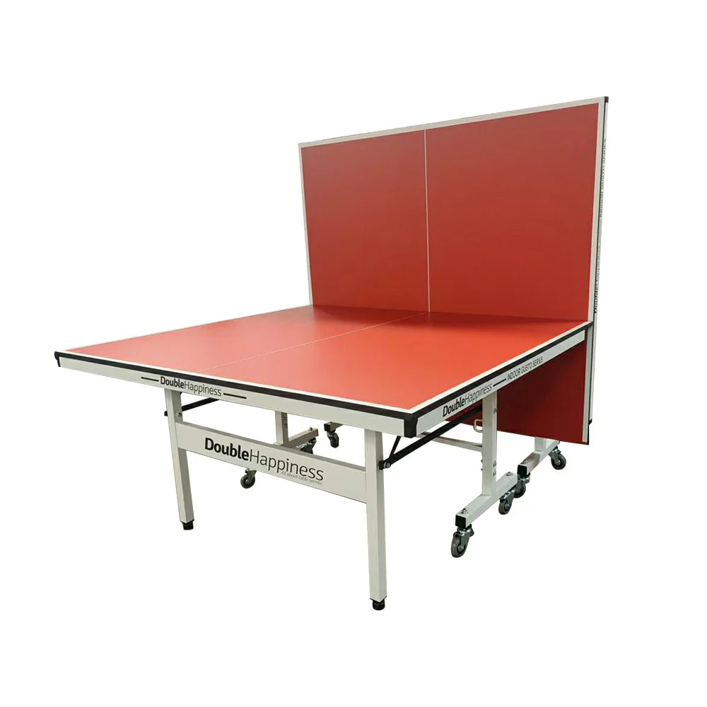 DOUBLE HAPPINESS Tennis Table 25mm Pingpong Table Indoor - Bats Play Solo Premium Black&Blue&Red Balls Foldable Net