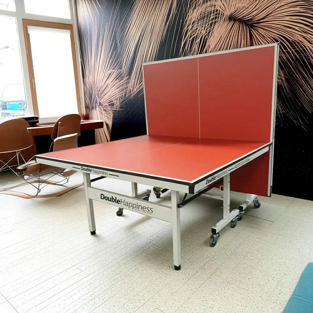 DOUBLE HAPPINESS Table Pingpong - Premium 19mm Table Solo Foldable Indoor Tennis Bats Black&Blue&Red Play Balls Net