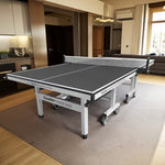 DOUBLE HAPPINESS Tennis Table 25mm Pingpong Table Indoor - Bats Play Solo Premium Black&Blue&Red Balls Foldable Net
