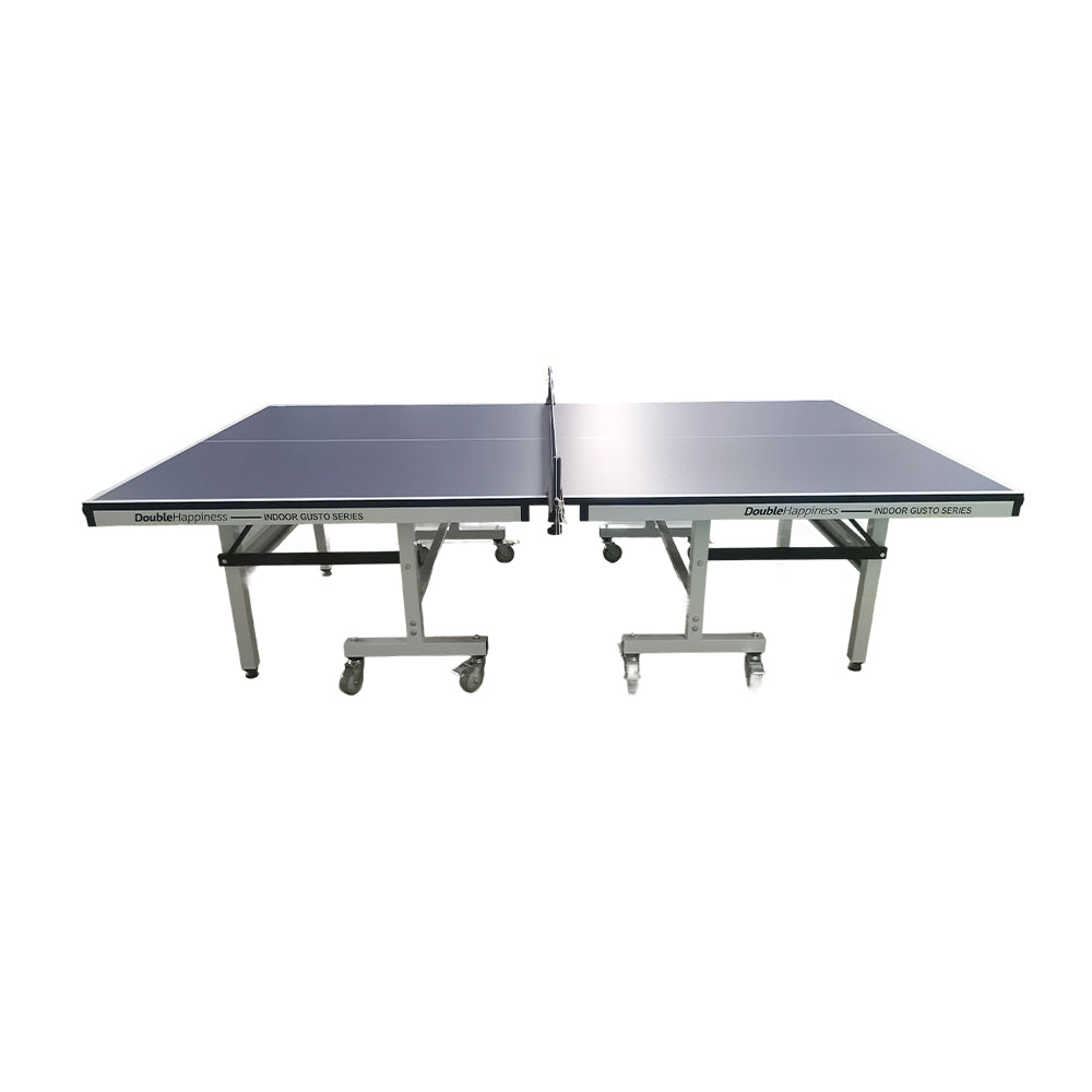 DOUBLE HAPPINESS Tennis Table 25mm Pingpong Table Indoor - Bats Play Solo Premium Black&Blue&Red Balls Foldable Net