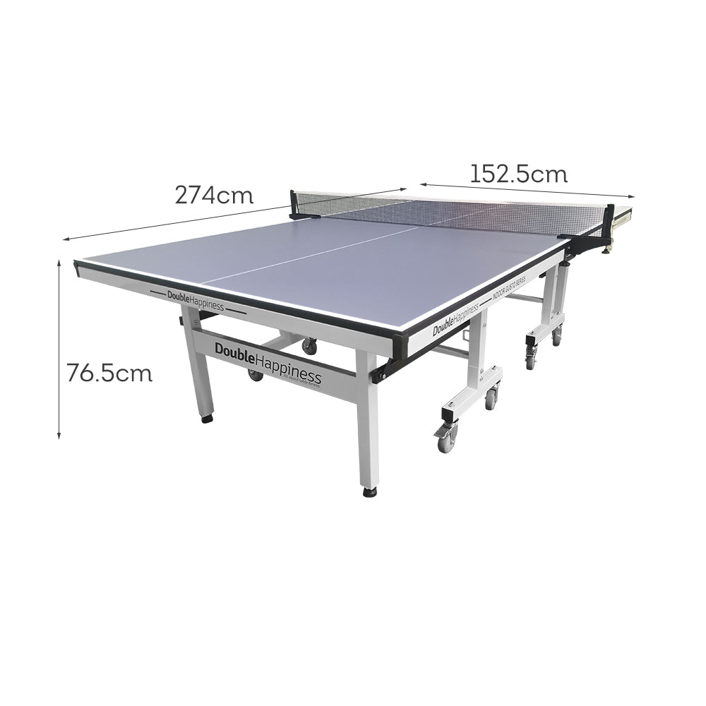 DOUBLE HAPPINESS Tennis Table 25mm Pingpong Table Indoor - Bats Play Solo Premium Black&Blue&Red Balls Foldable Net