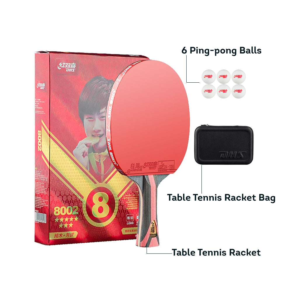 DHS 8-Star with Pong Racket Table Paddle/ Balls Ping Tennis Racket 8002/8006
