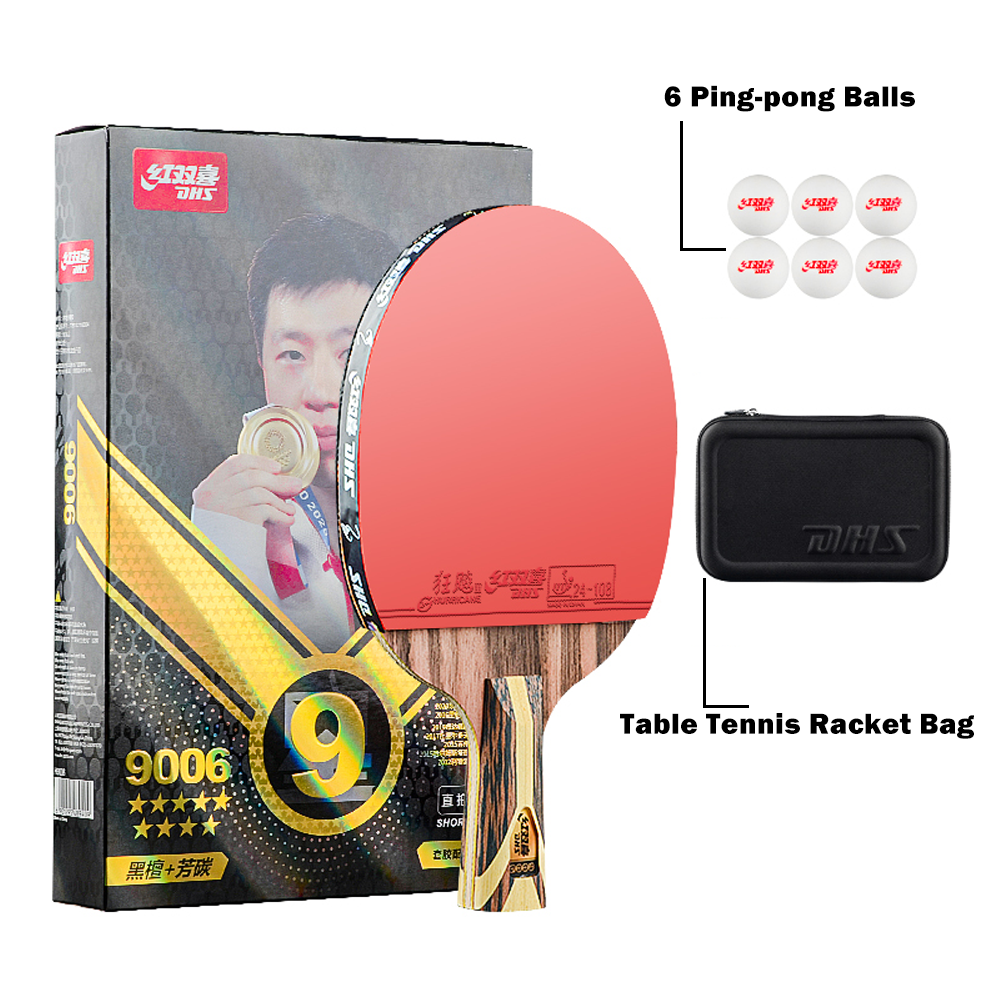 DHS 9-Star Or Paddle/ Penhold Ping Tennis Balls Racket Pong Table Grip Shakehand with Racket Grip