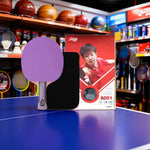 DHS 6-Star Shakehand Table Tennis Paddle -7-Ply Pure Wood PRO Offensive Blade with Hurricane 3 and Hurricane 9, Spin and Speed Performance, Durable Edge Guard -Purple