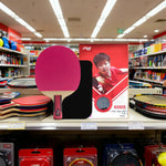 DHS 6-Star Penhold Table Tennis Paddle -7-Ply Pure Wood PRO Offensive Blade with Hurricane 3 and Hurricane 9, Balanced Spin and Speed -Pink