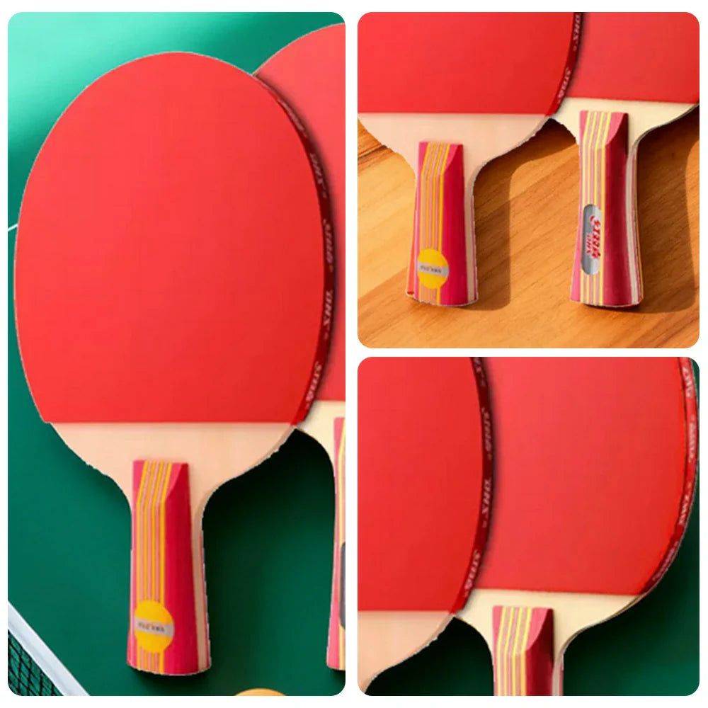 DHS Type II Kids Table Tennis Set -Two Shakehand Paddles with 6 Balls and Case, Easy Handling for Play and Practice -Red
