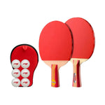 DHS Type II Kids Table Tennis Set -Two Shakehand Paddles with 6 Balls and Case, Easy Handling for Play and Practice -Red