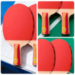 DHS Type II Kids Table Tennis Set -Two Penhold Paddles with 6 Balls and Carry Case, Simple Control for Fun and Training -Red