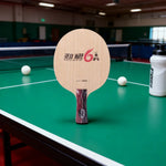 DHS 6A Penhold Table Tennis Paddle Set -5+2A Fiber Blade with Hurricane 3 and TinArc 5, Firm Feel with Excellent Elastic Response, Includes Case and Balls -Red