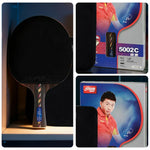 DHS R5002C 5-Star Carbon Shakehand Table Tennis Paddle Set -Comes with 6 Balls and Carry Case, Explosive Spin and High-Speed Offensive Play -Black