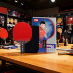 DHS R5006C 5-Star Carbon Penhold Table Tennis Paddle Set -Supplied with 6 Balls and Case, Strong Spin Performance and Rapid Attacking Speed -Red