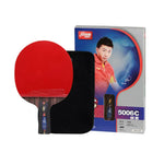 DHS R5006C 5-Star Carbon Penhold Table Tennis Paddle Set -Supplied with 6 Balls and Case, Strong Spin Performance and Rapid Attacking Speed -Red