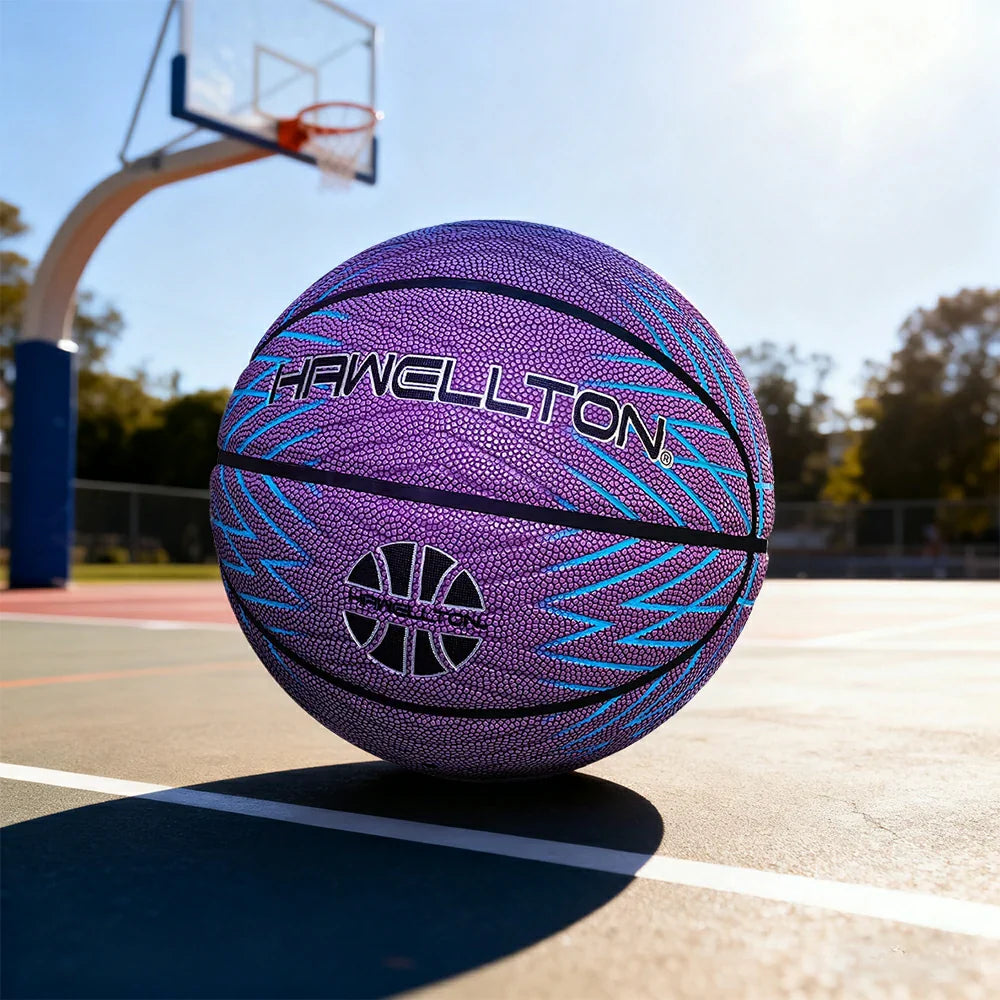 DUNK MASTER Rebound, Durable Rubber Grip, Basketball - Soft Bladder 5/6/7# Leather, High Ultra-Fiber - Moisture-Wicking - Purple