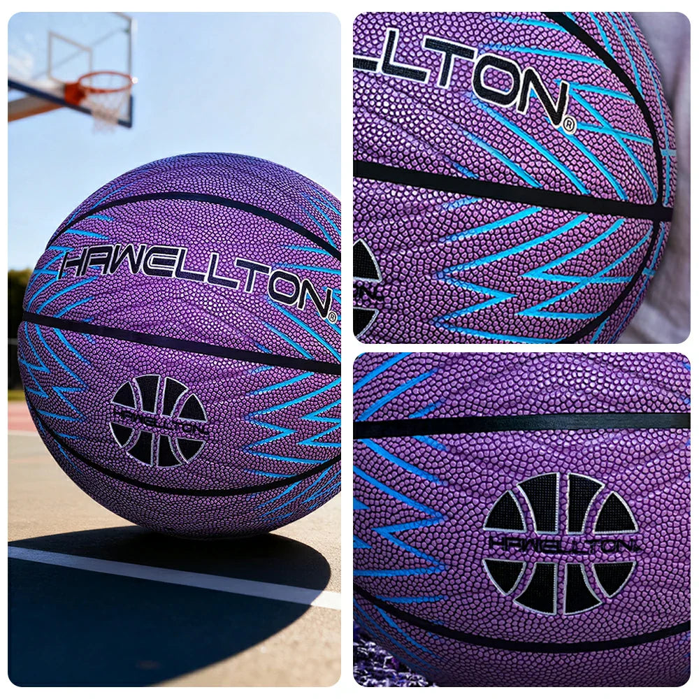 DUNK MASTER Rebound, Durable Rubber Grip, Basketball - Soft Bladder 5/6/7# Leather, High Ultra-Fiber - Moisture-Wicking - Purple