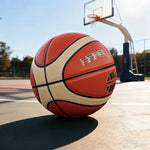 DUNK MASTER Leather 7# Channel Wide PU Nylon Grip, - Durable Soft Basketball Rebound, Upgraded Moisture-Wicking, Bladder - Red&Beige