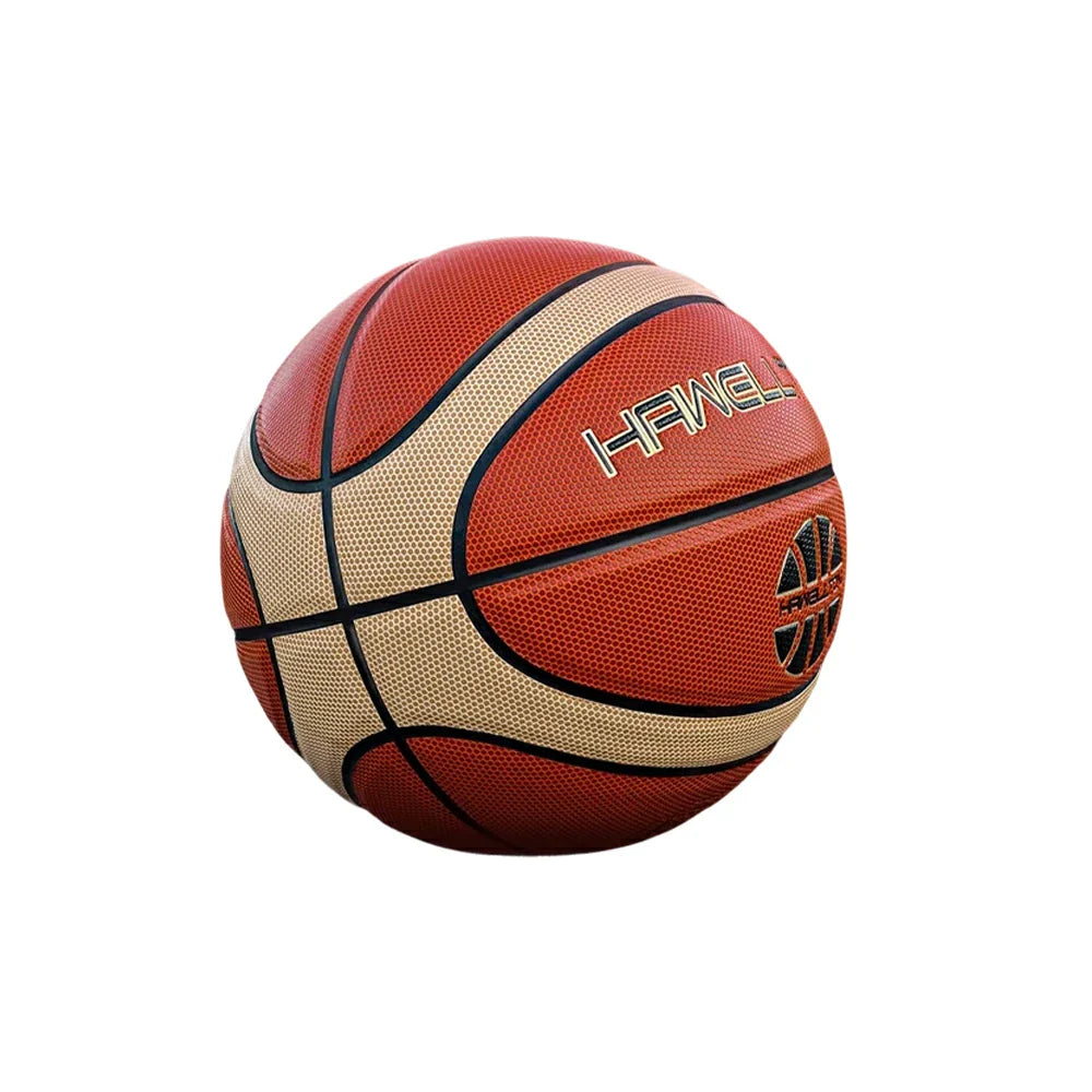 DUNK MASTER Leather 7# Channel Wide PU Nylon Grip, - Durable Soft Basketball Rebound, Upgraded Moisture-Wicking, Bladder - Red&Beige