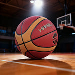 DUNK MASTER - Upgraded Durable Soft Nylon Bladder Rebound, PU Moisture-Wicking, Basketball - Leather 7# - Grip, Channel Wide Red&Brown