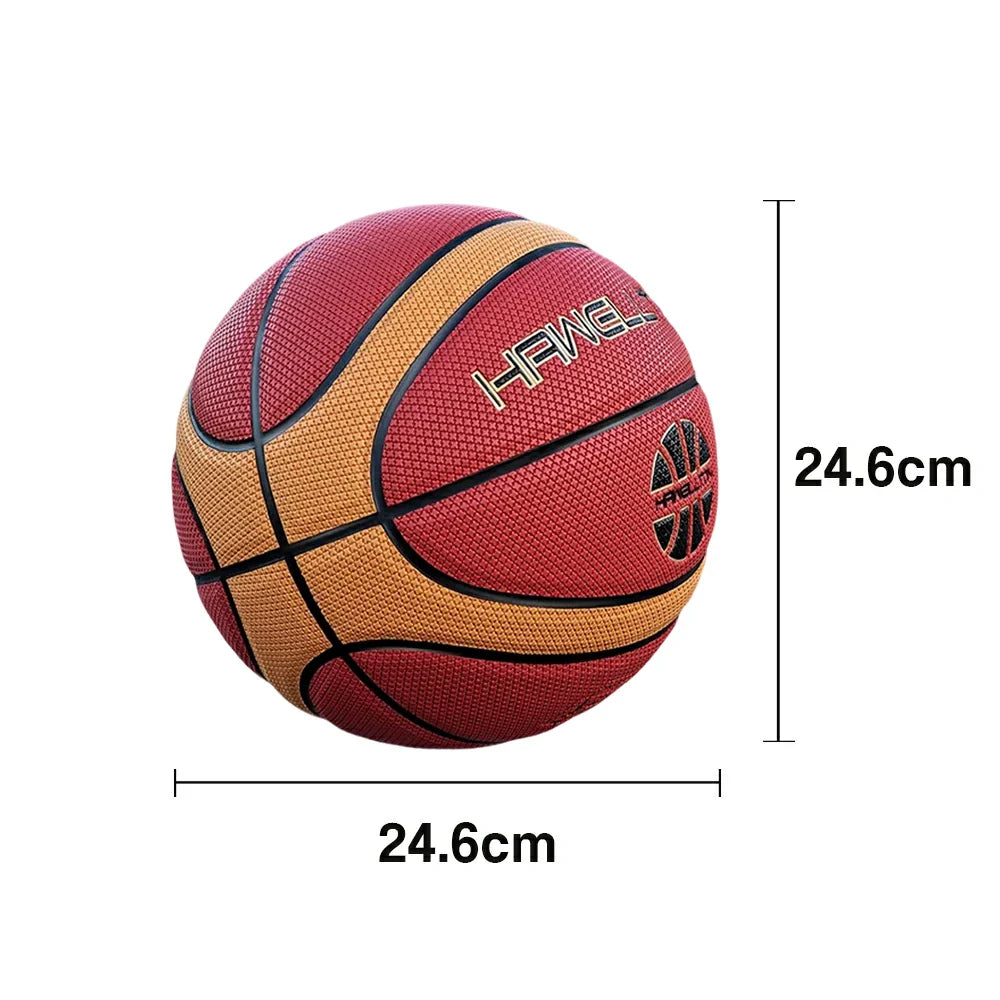 DUNK MASTER - Upgraded Durable Soft Nylon Bladder Rebound, PU Moisture-Wicking, Basketball - Leather 7# - Grip, Channel Wide Red&Brown
